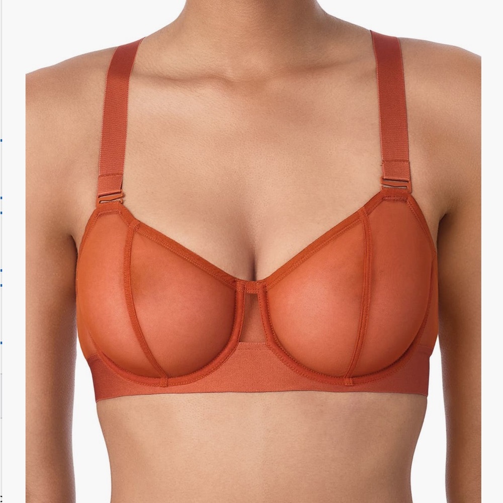 NWT DKNY Sheer Mesh Strapless Underwire Bra - Copper
